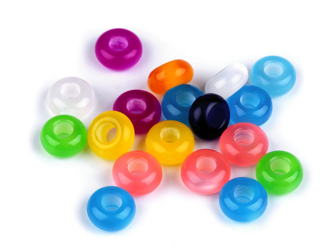Plastové korálky s veľkým prievlakom Ø14 mm - 20 ks