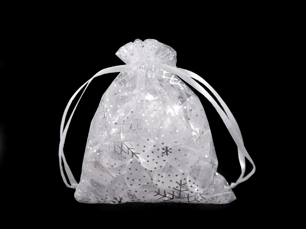 Darčekové vrecúško 9x11 cm organza vločky - 5 ks