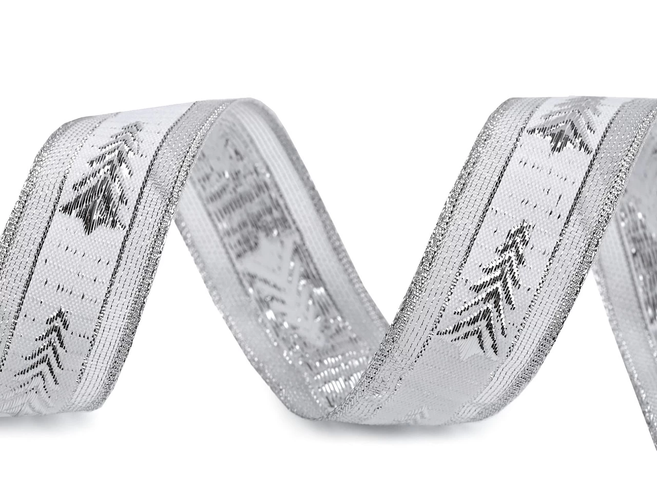 Vianočná stuha s lurexom šírka 25 mm - 3 m