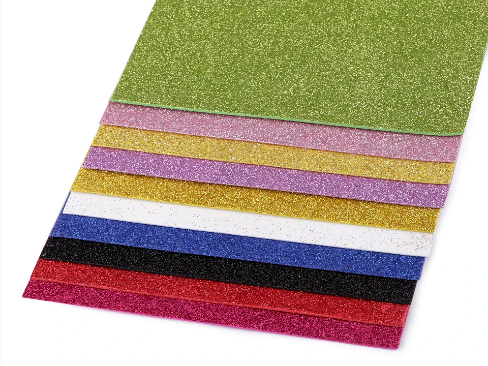 Penová guma Moosgummi s glitrami 20x30 cm - 10 ks