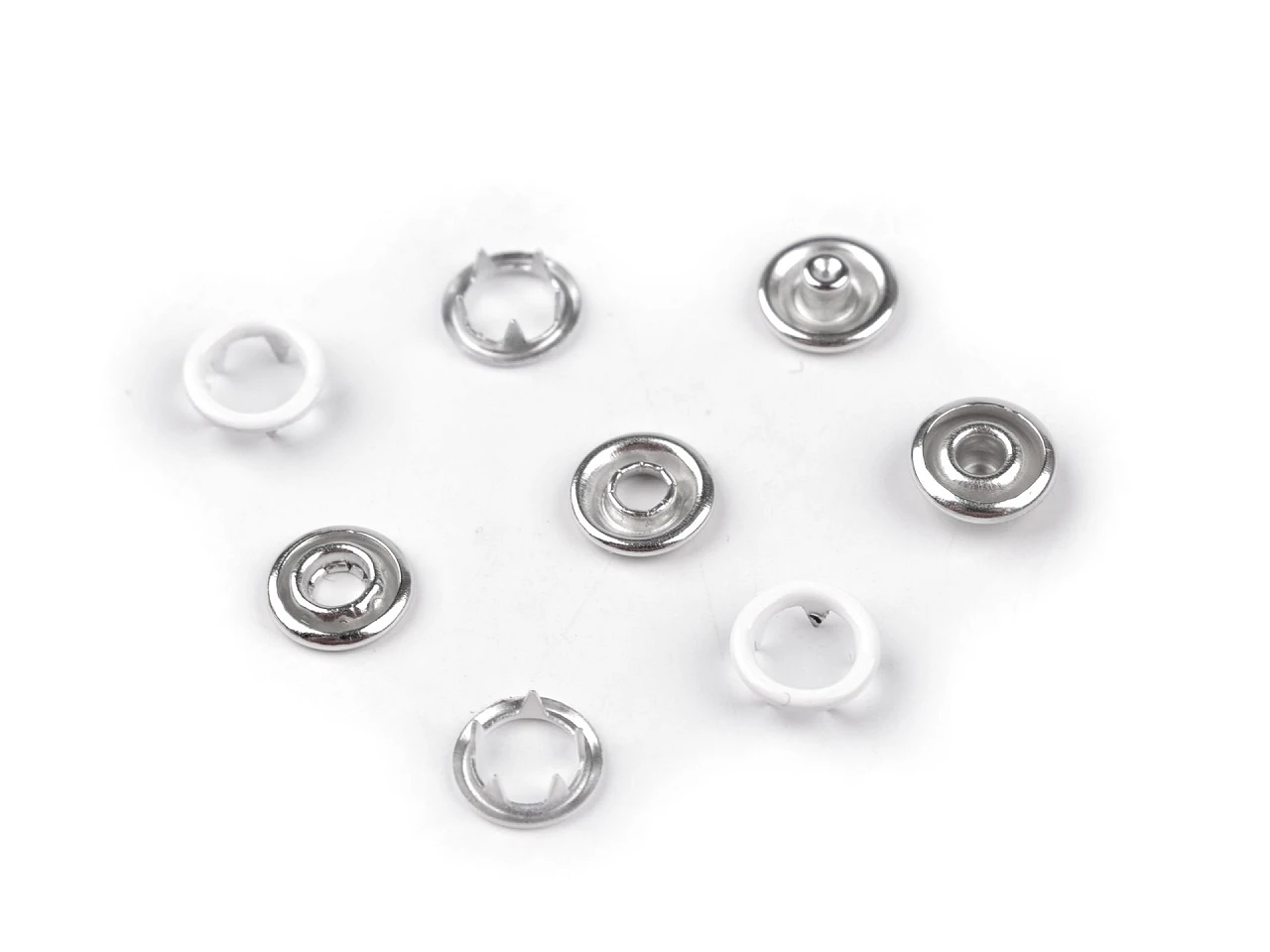 Gombíky stláčacie Roland Baby Ø10 mm na tenké látky, farebný lak - 1 biela - 5 sád