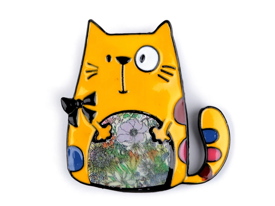 Kovová brošňa mačka