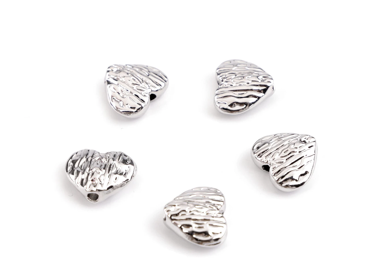 Kovová korálka srdce 10x12 mm -5ks