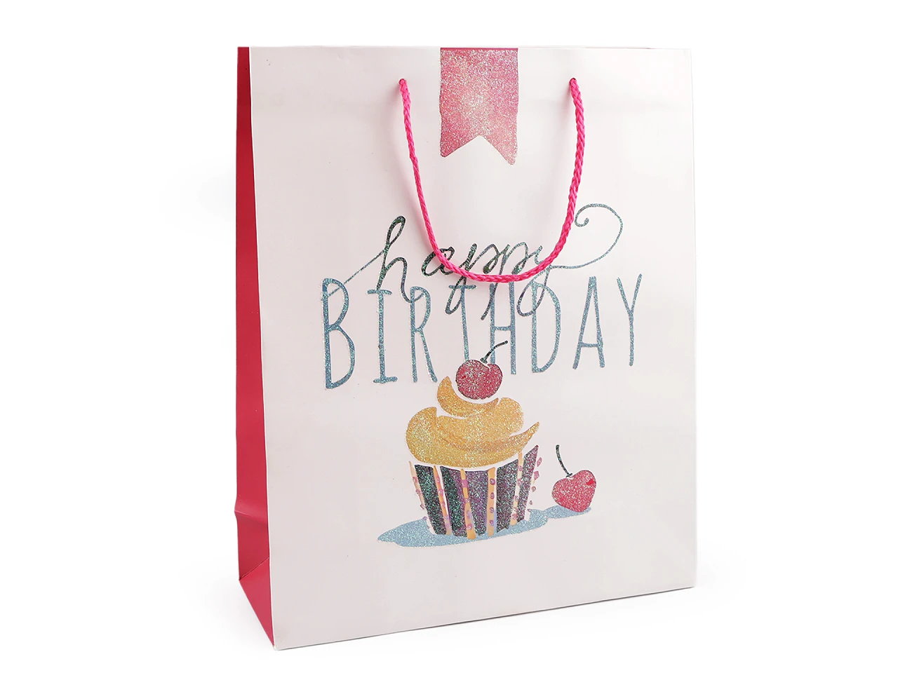 Darčeková taška s glitrami Happy Birthday- 4ks