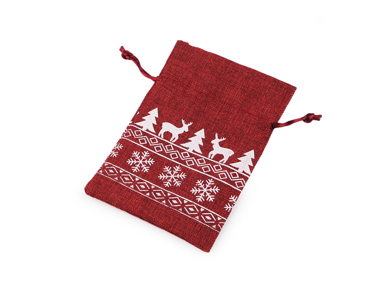 Vianočné darčekové vrecúško 10x15 cm imitácia juty- 1ks