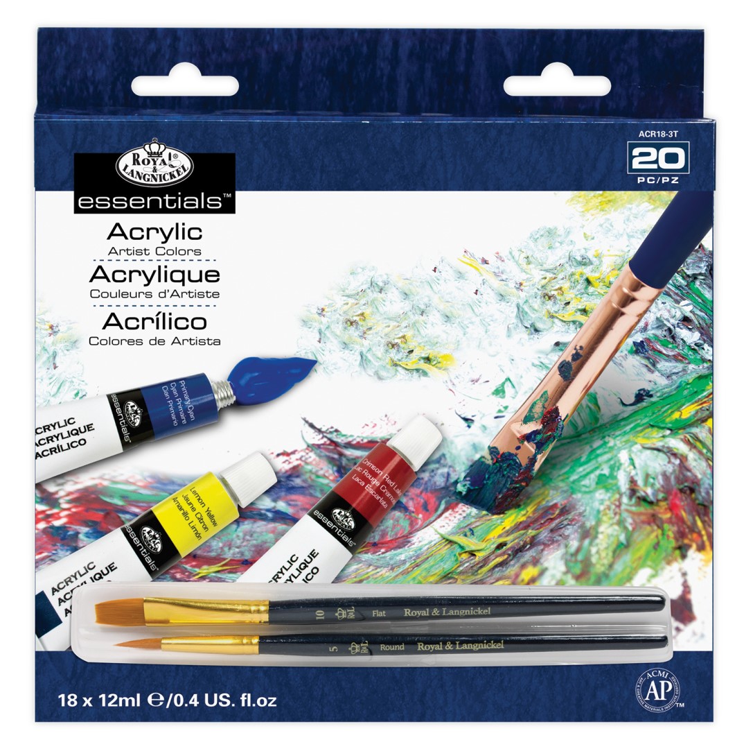 R&L Akrylové barvy ARTIST 18x12ml + 2 štětce