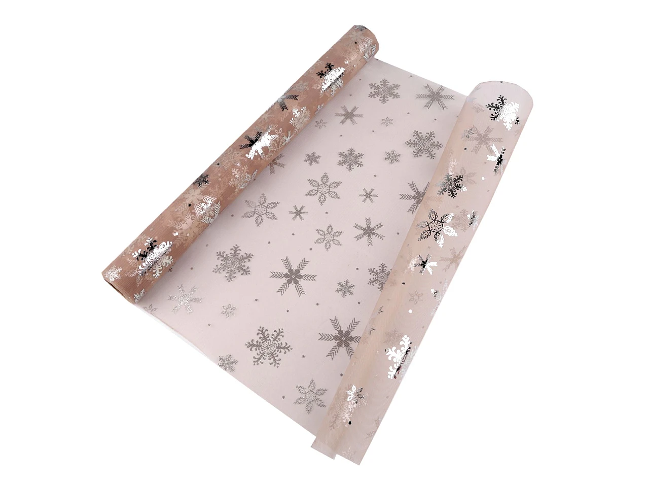 Vianočná organza s vločkami šírka 50 cm- 4,5m