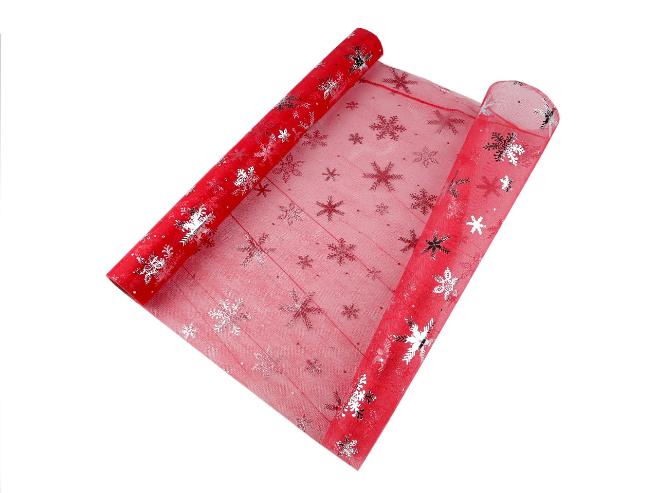 Vianočná organza s vločkami šírka 50 cm- 4,5m