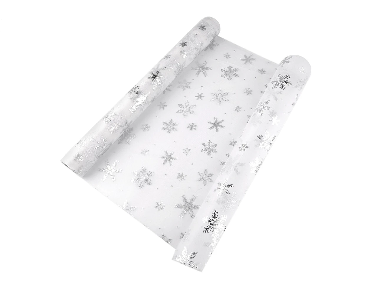 Vianočná organza s vločkami šírka 50 cm- 4,5m
