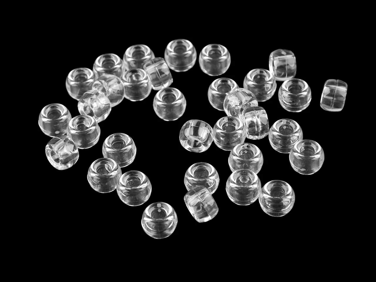 Plastové korálky s veľkým prievlakom / plavkové 9x6 mm- 20g