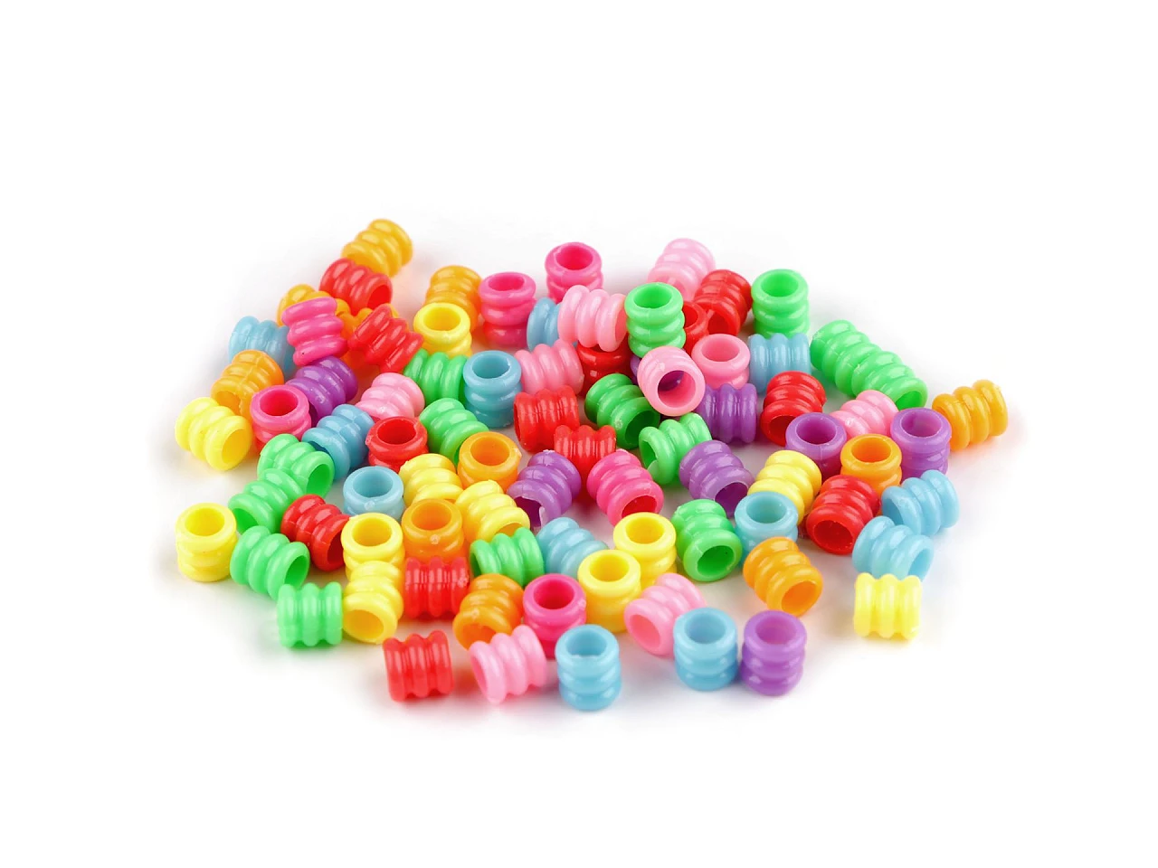 Plastové korálky s veľkým prievlakom ryhované valčeky 7x7 mm- 10g