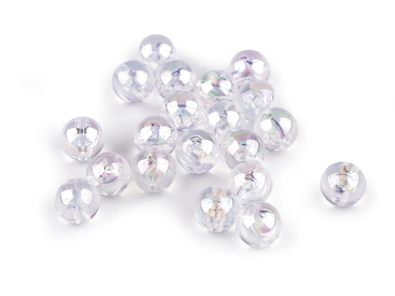Plastové korálky s AB efektom Ø10 mm- 10g