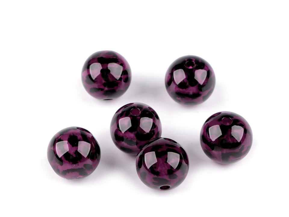 Plastové korálky leopardí vzor Ø16 mm- 6ks