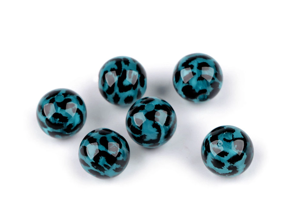 Plastové korálky leopardí vzor Ø16 mm- 6ks