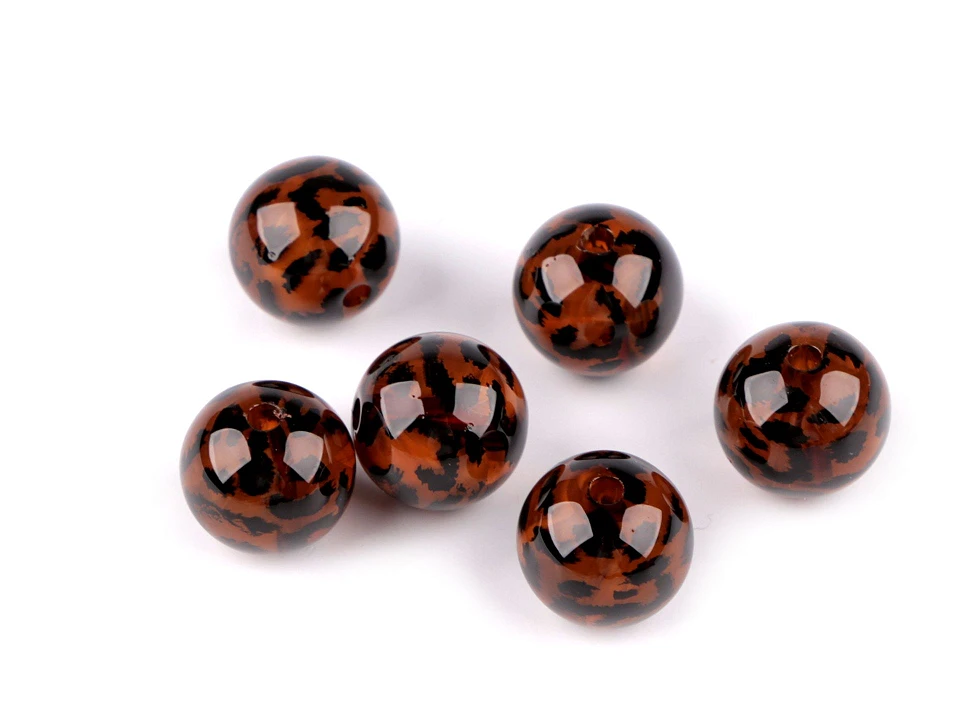 Plastové korálky leopardí vzor Ø16 mm- 6ks