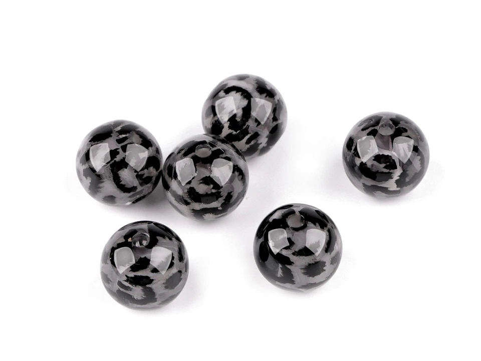 Plastové korálky leopardí vzor Ø16 mm- 6ks