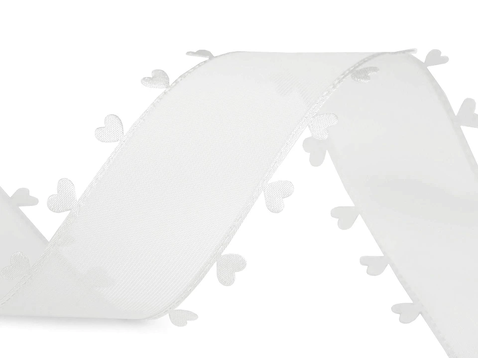 Stuha so srdiečkami šírka 40 mm- 1m