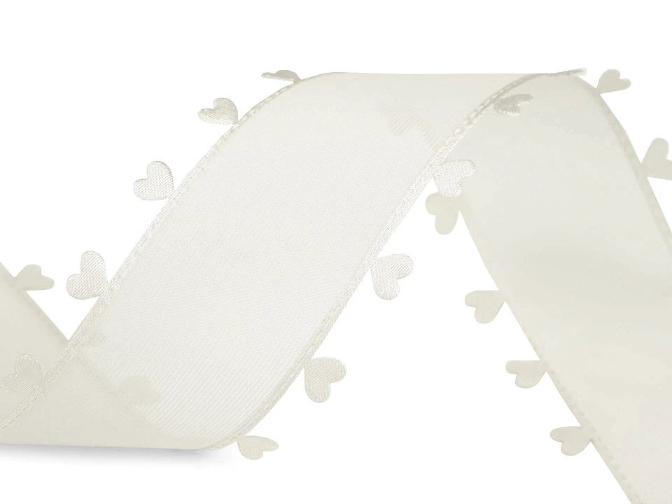 Stuha so srdiečkami šírka 40 mm- 1m