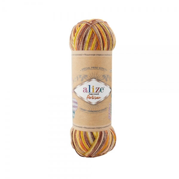 Pletacia vlnená ponožková priadza Alize Superwash Artisan 100g