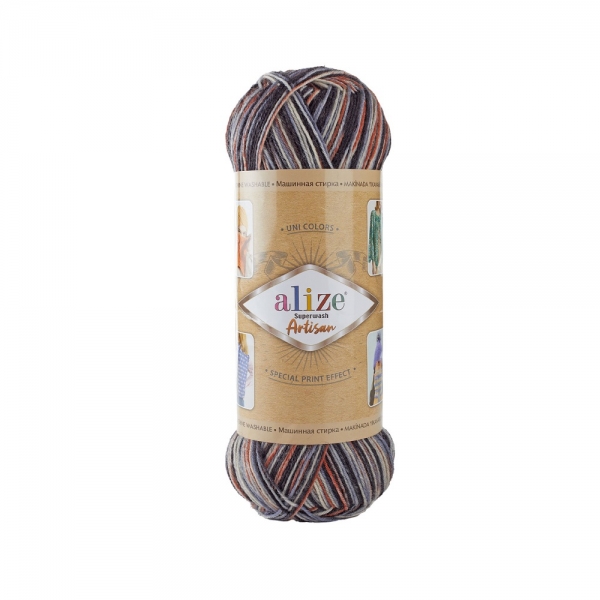 Pletacia vlnená ponožková priadza Alize Superwash Artisan 100g