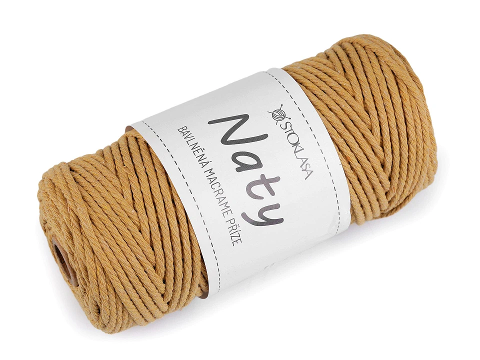 Bavlnená pletacia priadza macrame Naty Ø3 mm rozčesávacia- 1kus