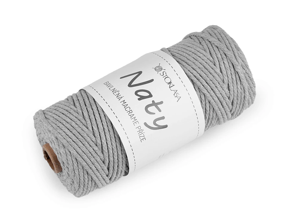 Bavlnená pletacia priadza macrame Naty Ø3 mm rozčesávacia- 1kus