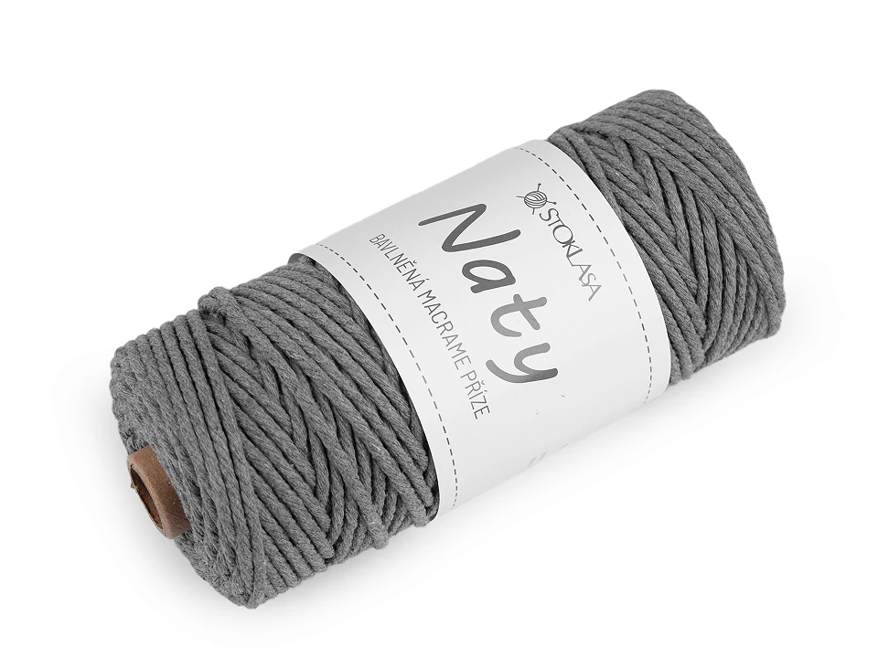 Bavlnená pletacia priadza macrame Naty Ø3 mm rozčesávacia- 1kus