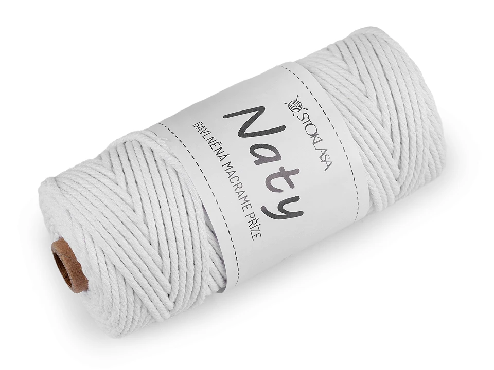 Bavlnená pletacia priadza macrame Naty Ø3 mm rozčesávacia- 1kus