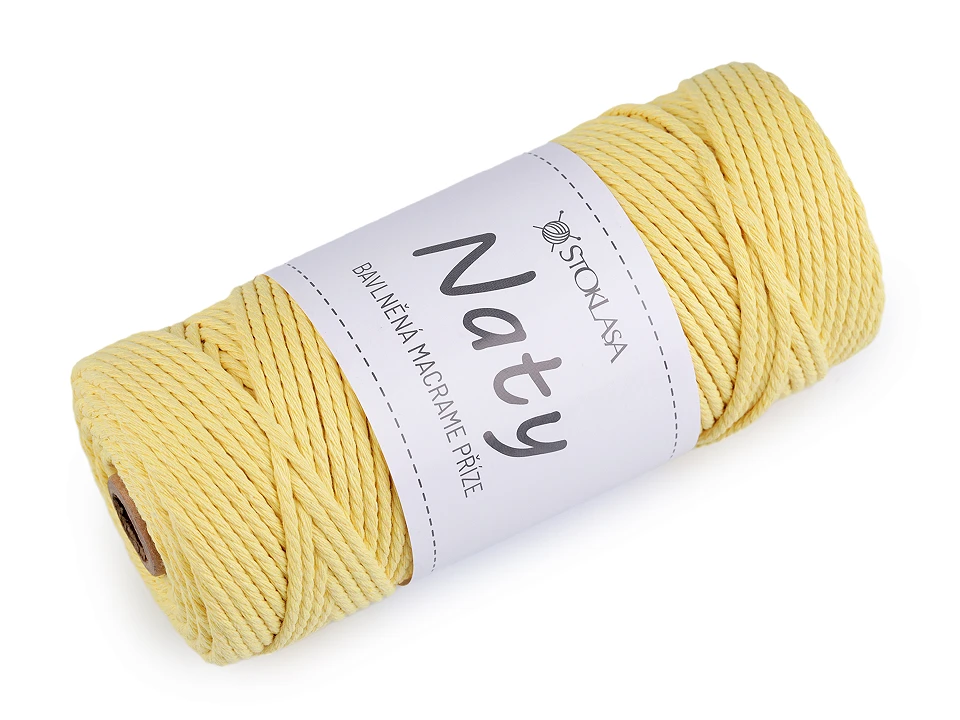 Bavlnená pletacia priadza macrame Naty Ø3 mm rozčesávacia- 1kus