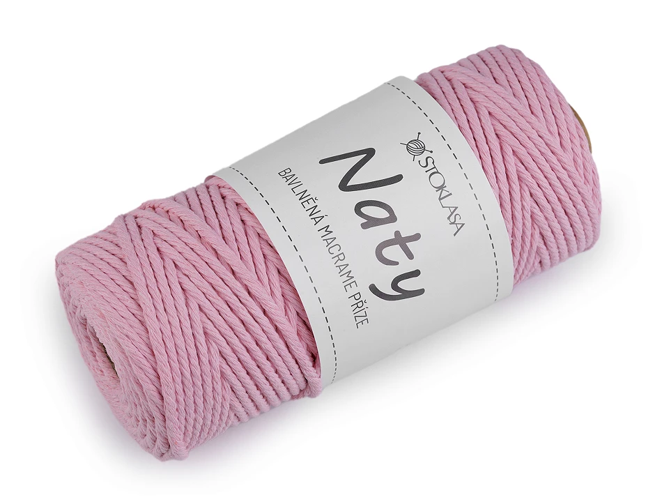 Bavlnená pletacia priadza macrame Naty Ø3 mm rozčesávacia- 1kus