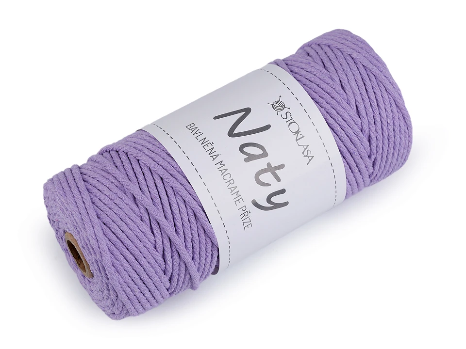 Bavlnená pletacia priadza macrame Naty Ø3 mm rozčesávacia- 1kus