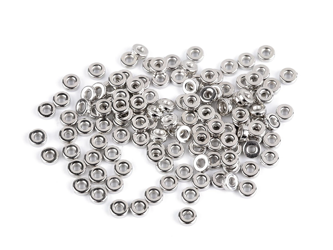 Plastové koráliky rondelky / medzidiely Ø6 mm metalické- 10g