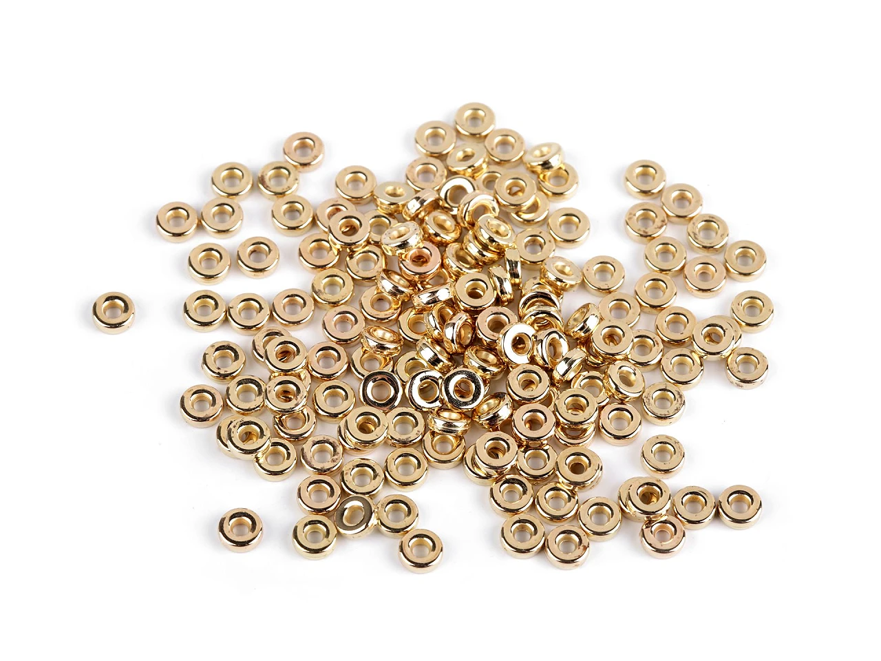 Plastové koráliky rondelky / medzidiely Ø6 mm metalické- 10g