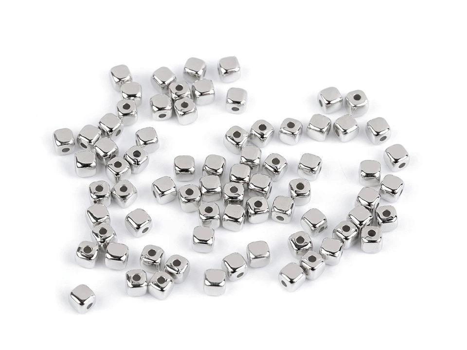 Plastové korálky mini metalické- 10g
