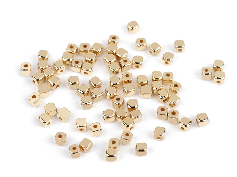 Plastové korálky mini metalické- 10g