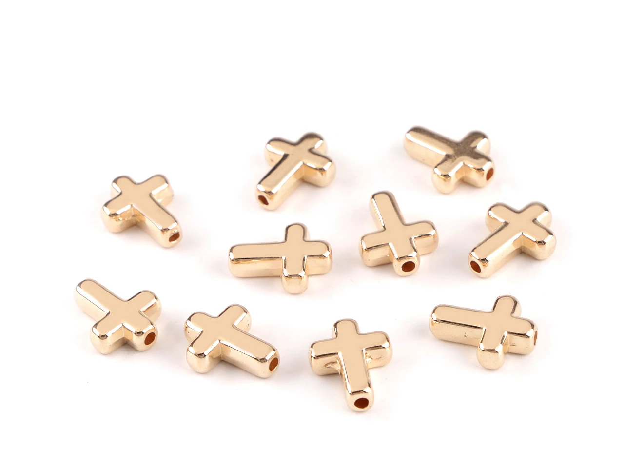 Plastové korálky / komponenty na výrobu šperkov krížik 12x15 mm metalické- 10ks
