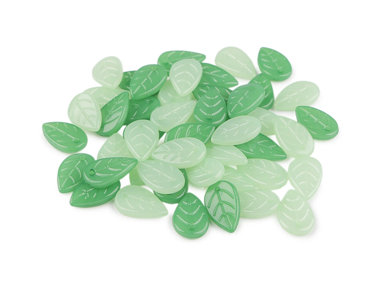 Plastové korálky lístočky- 20g