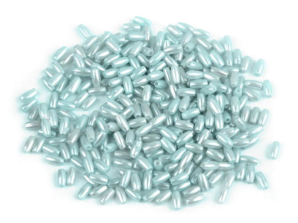 Plastové voskové koráliky / perly Glance ryža 3x6 mm - 10g
