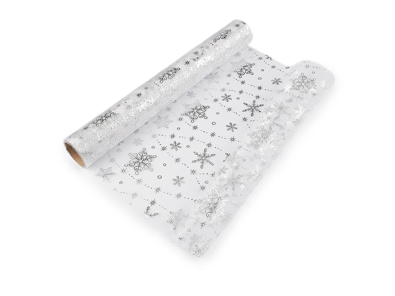 Vianočná organza s potlačou - vločka, šírka 36 cm- 4,5m