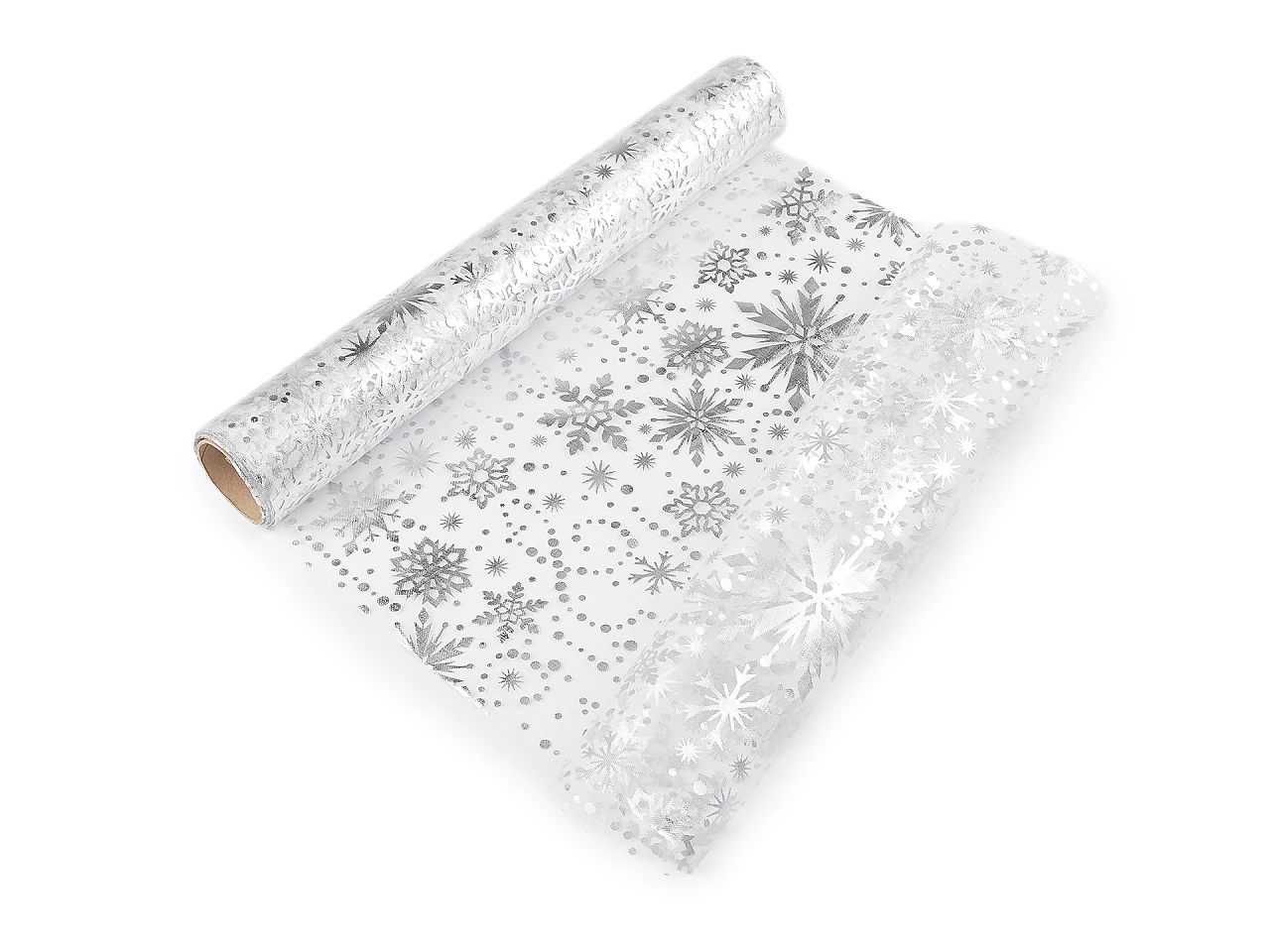 Vianočná organza s potlačou - vločka, šírka 36 cm- 4,5m