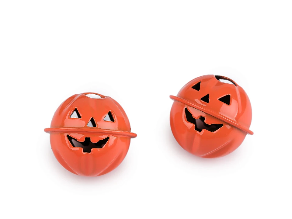Rolnička tekvica halloween Ø24 mm s krúžkom- 2ks