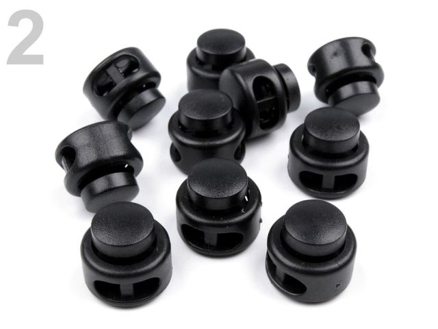 Brzdičky s dvoma dierkami 13x15 mm okrúhle – variant 2 čierna – 10 ks