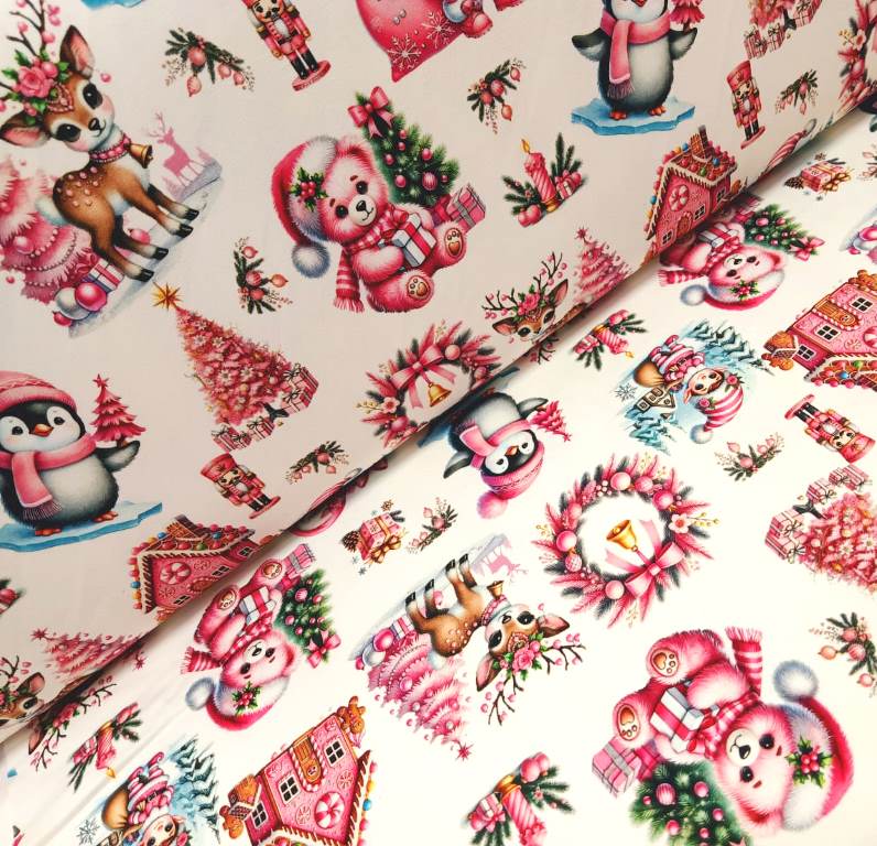 MERRY CHRISTMAS PINK NA ÚPLETE- NEPOČESANÁ TEPLÁKOVINA