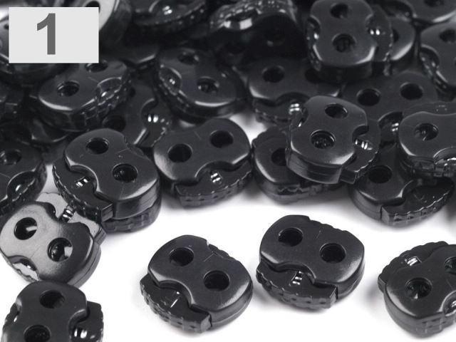 Brzdičky s dvoma dierkami 15x15 mm malé – variant 1 (332) čierna – 10 ks