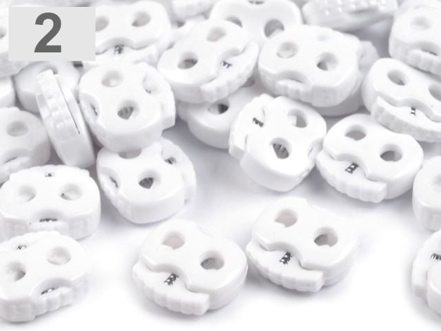 Brzdičky s dvoma dierkami 15x15 mm malé – variant 2 (101) biela – 10 ks