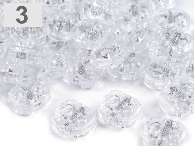Brzdičky s dvoma dierkami 15x15 mm malé – variant 3 (430) Transparent – 10 ks