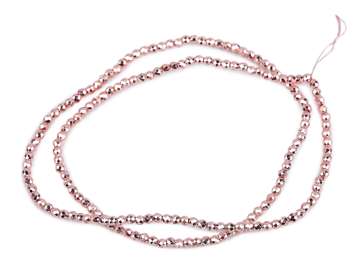 Sklenené korálky brúsené ohňovky 2 mm metalické, na drôtiku