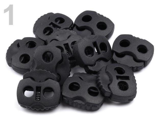 Brzdičky s dvoma dierkami 20x20 mm – variant 1 čierna – 10 ks