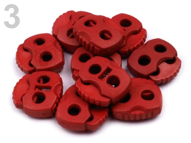 Brzdičky s dvoma dierkami 20x20 mm – variant 3 červená tm. HTP2 – 10 ks
