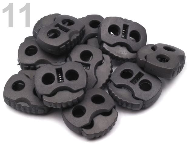 Brzdičky s dvoma dierkami 20x20 mm – variant 11 šedá hematit HTP 2 – 10 ks